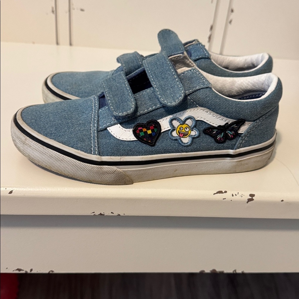 Blue Denim Sneakers with Patches Vans Sz 3